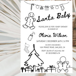 Convites Chuva de Arte de Linha de Natal para Chás de Bebê