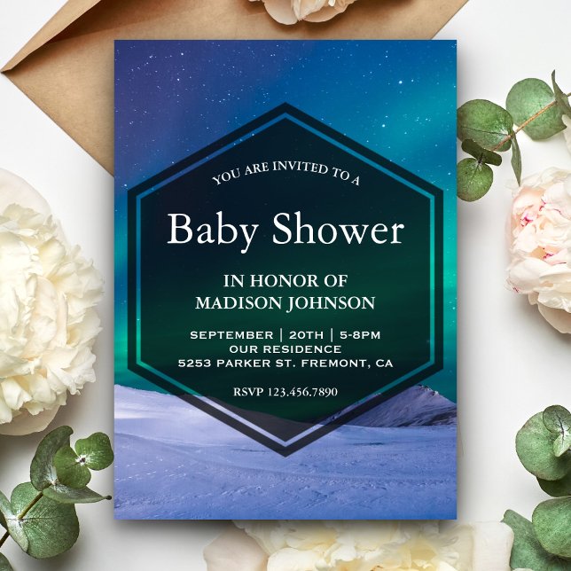 Convites Chuva de Aurora de Gelo Ártico Baby Shower (Criador carregado)