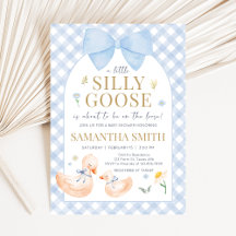 Chuva de Azul Gingham Silly Goose Baby Shower