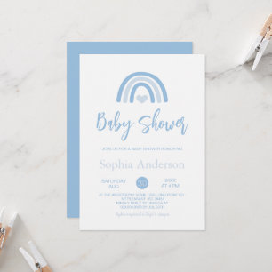 Convites Chuva de Azul Menino Boho Arco-íris Baby Shower 