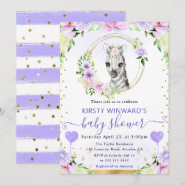 Convites Chuva de Balão de Bebê Zebra da Selva Fofo em Aqua