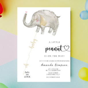 Convites Chuva de Balão de Elefante em Aquarela para Chá de