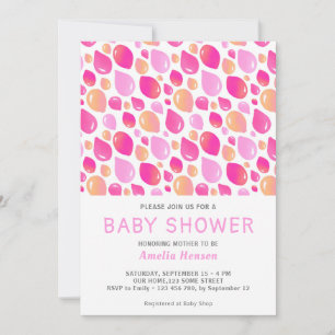 Convites Chuva de Balão Rosa para Bebê Menina Baby Shower