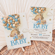 Chuva de Balões Azuis de Urso de Pelúcia Baby Show
