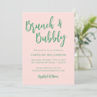 Chuva de Balões Brunch Script Moderno Rosa Verde