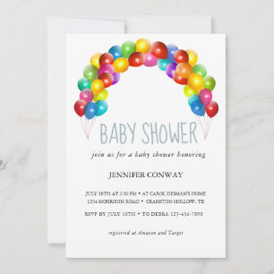 Convites Chuva de Balões Personalizados Arco-Íris Baby Show