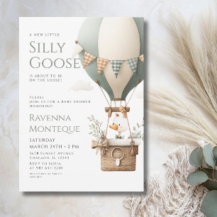 Convites Chuva de Balões Silly Goose Bow Chá de Bebê Flores
