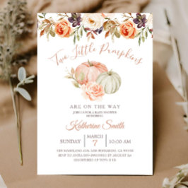 Convites Chuva de Bebê Abóbora de Outono Duas Pequenas Abób