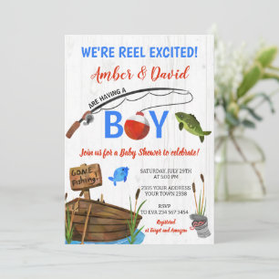 Convites Chuva de Bebê Animada com Tema de Pesca