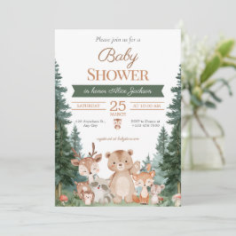 Convites Chuva de Bebê Animais da Floresta Boho