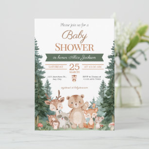 Convites Chuva de Bebê Animais da Floresta Boho