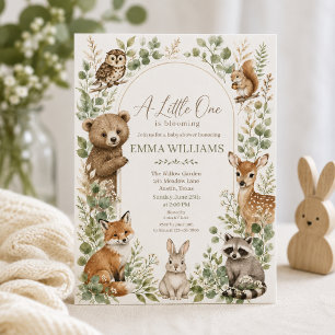 Convites Chuva de Bebê Animais da Floresta em Aquarela Arco
