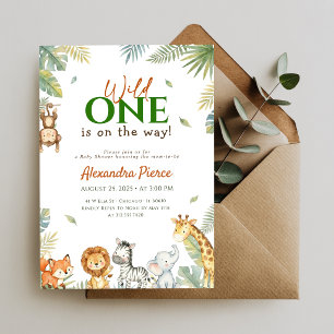 Convites Chuva de Bebê Animais da Selva Wild One