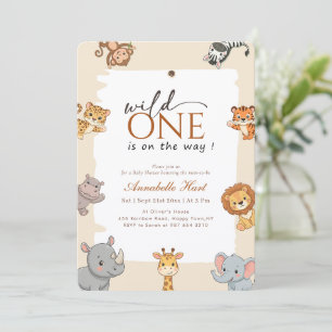 Convites Chuva de Bebê Animais Folhagens Wild One