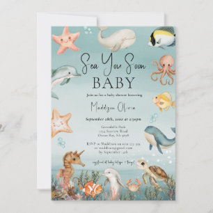 Convites Chuva de Bebê Animais Marinhos Você Logo