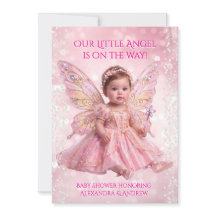 Chuva de Bebê Anjo Asas de Fada Rosa Dourado
