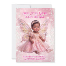 Chuva de Bebê Anjo Rosa Dourado Asas de Fada Étnic