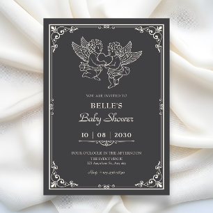 Convites Chuva de bebê anjos elegantes vintage