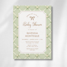 Chuva de Bebê Arco Dourado Diagonal Floral Sage Vi