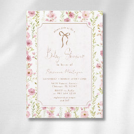 Convites Chuva de Bebê Arco Floral de Gladíolo Blush Vintag