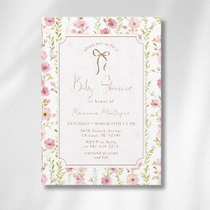 Convites Chuva de Bebê Arco Floral de Gladíolo Blush Vintag