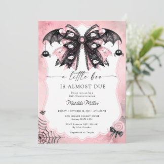 Convites Chuva de Bebê Arco Rosa Preto Little Boo