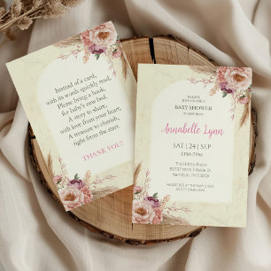 Convites Chuva de Bebê Arqueada Floral Aquarela Boho
