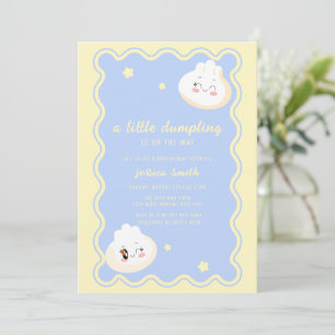 Convites Chuva de Bebê Azul Amarelo Estrela Dumpling Chinês