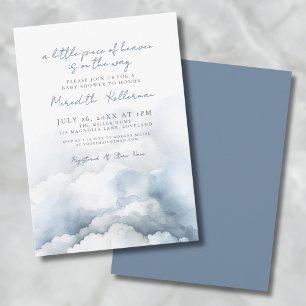 Convites Chuva de Bebê Azul Aquarela Céu Elegante