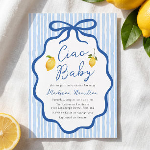 Convites Chuva de Bebê Azul Italiano Limão Ciao Baby