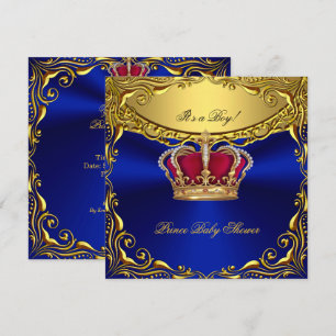 Convites Chuva de Bebê Azul Real Príncipe Bebê Chuveiro Ver