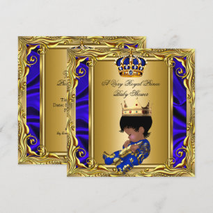 Convites Chuva de Bebê Azul Real Príncipe Menino Dourado Re