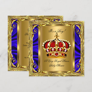 Convites Chuva de Bebê Azul Real Príncipe Menino Vermelho R