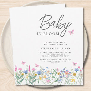 Convites Chuva de Bebê Baby Flor Silvestre em Flor