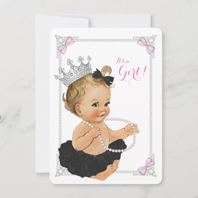 Convites Chuva de Bebê Bailarina Princesa Elegante Tutu Pér (Frente)