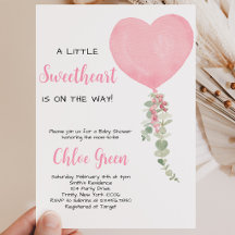 Chuva de Bebê Balão Coração Rosa