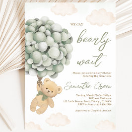 Convites Chuva de Bebê Balão Urso Verde