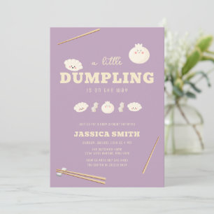 Convites Chuva de Bebê Bao Dumpling Kawaii Moderna Roxa