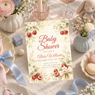 Convites Chuva de Bebê Bebê Elegante com Flor de Cerejeira