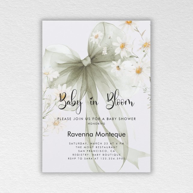 Convites Chuva de Bebê Bebê em Flor Arco Floral de Sage Sua (Criador carregado)
