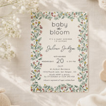 Chuva de Bebê Bebê em Flor Desenhada à Mão