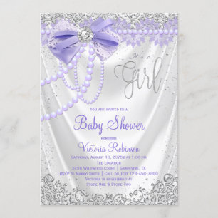 Convites Chuva de Bebê Bebê Menina Elegante com Diamante e 