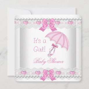 Convites Chuva de Bebê Bebê Menina Guarda-Chuva de Renda Ro