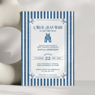Convites Chuva de Bebê Blue Jean Faixa Costeira Escura Arco