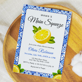 Convites Chuva de Bebê Blue Tile Lemon Mama's Main Squeeze