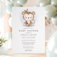 Chuva de Bebê Boêmio de Macaco Boho Aquarela Triba