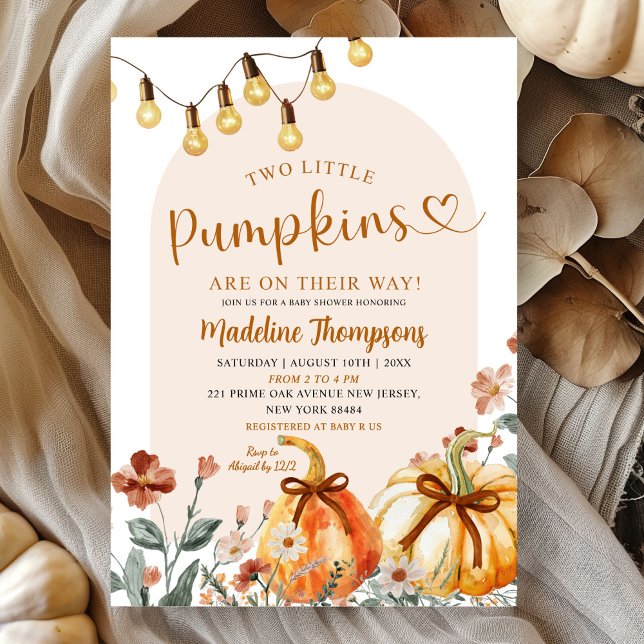 Convites Chuva de Bebê Boho Fall Two Little Pumpkins (Criador carregado)