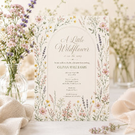 Convites Chuva de Bebê Boho Flor de Campo Aquarela