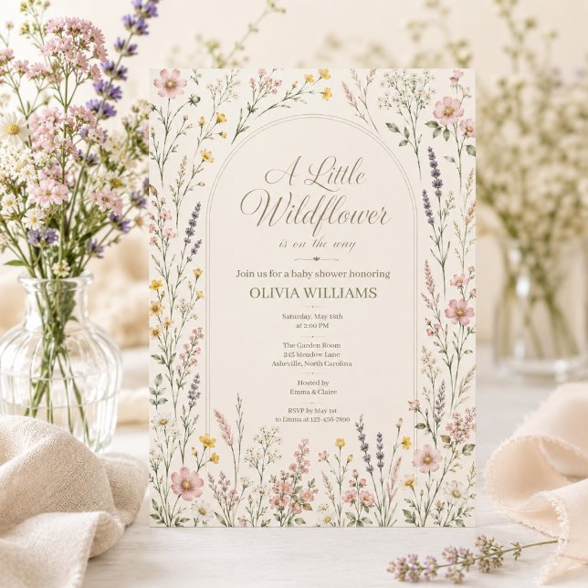 Convites Chuva de Bebê Boho Flor de Campo Aquarela (Criador carregado)