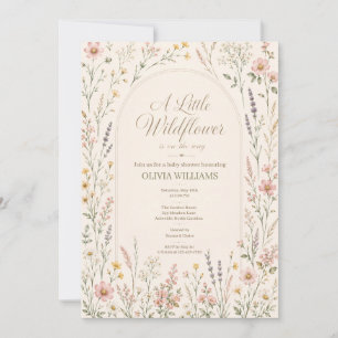 Convites Chuva de Bebê Boho Flor de Campo Aquarela